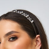 Diadema Perlas Y Cristal Visos Plateada - Bambú Rosa Joyas y Accesorios